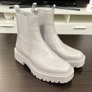 Sam Edelman Combat Boots Grey Leather